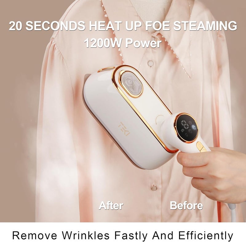 TEKI Travel Steamer for Clothes Portable, 1200W Handheld mini travel Steam Iron 4 Mode with LCD Displa Powerful Wrinkle Remover, Garment Steamer for Home, Dorm, Travel 120V - Image 4